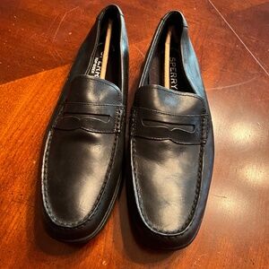 Sperry Shoes Mens Penny Loafer Black Leather Classic Slip On Moc Toe Sz 12 New